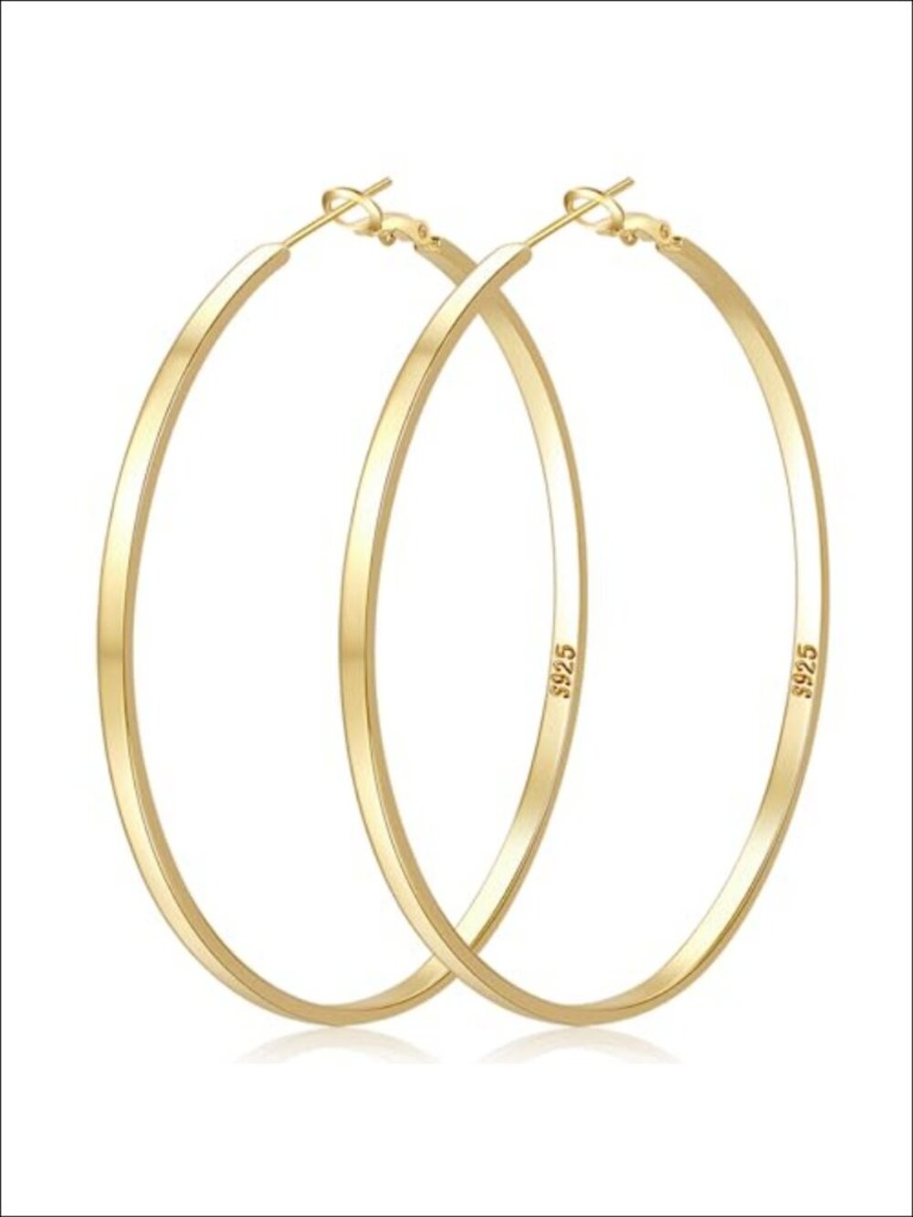 14K Gold Plated Sterling Silver Hoop Earrings Clip On Hypoallergenic Women